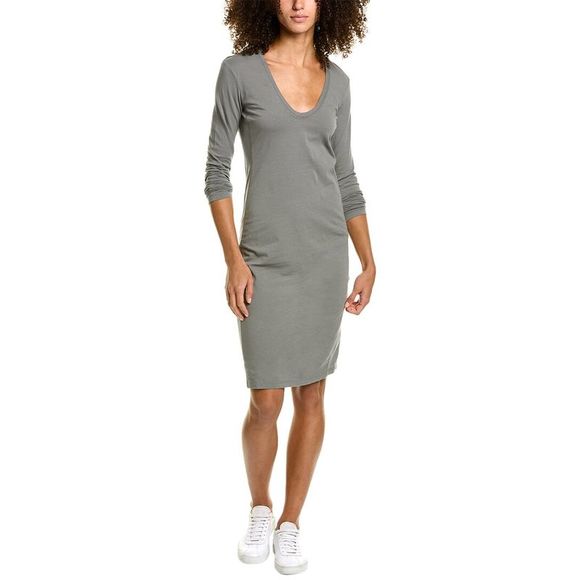 James Perse | Dresses | James Perse Deep Vneck Tshirt Dress | Poshmark